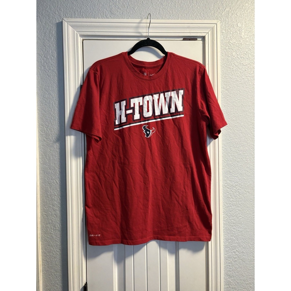 Nike Houston Texans -Town Dri-Fit T-Shirt Mens Medium Red Athletic Cut‎ Football